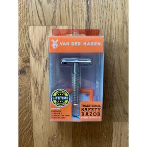 Van‎ Der Hagen Traditional Safety Razor Chrome Handle 5 Blade NEW in Box Men